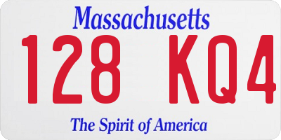 MA license plate 128KQ4