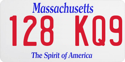 MA license plate 128KQ9