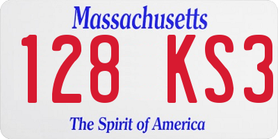 MA license plate 128KS3