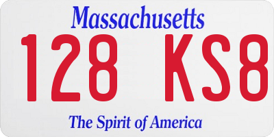 MA license plate 128KS8