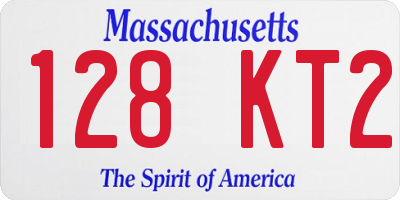 MA license plate 128KT2