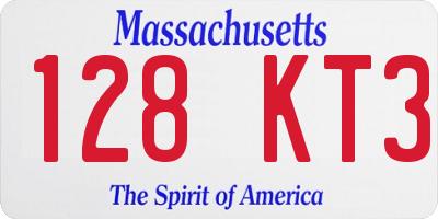 MA license plate 128KT3