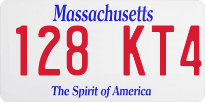 MA license plate 128KT4