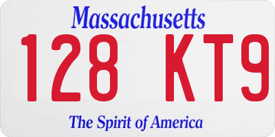 MA license plate 128KT9