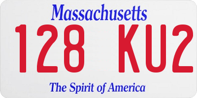 MA license plate 128KU2