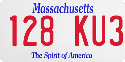 MA license plate 128KU3