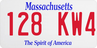 MA license plate 128KW4