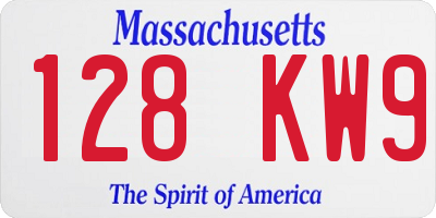 MA license plate 128KW9