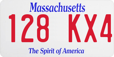 MA license plate 128KX4
