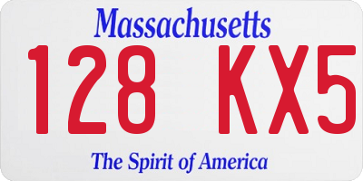 MA license plate 128KX5