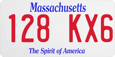 MA license plate 128KX6