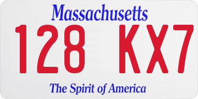 MA license plate 128KX7