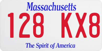 MA license plate 128KX8