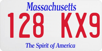 MA license plate 128KX9