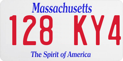 MA license plate 128KY4