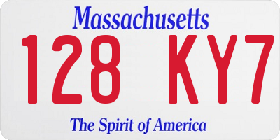 MA license plate 128KY7