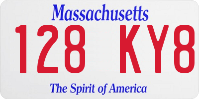 MA license plate 128KY8