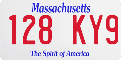 MA license plate 128KY9