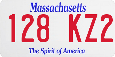 MA license plate 128KZ2