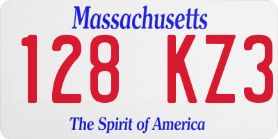 MA license plate 128KZ3