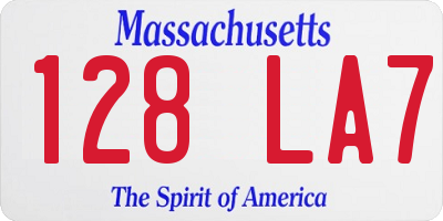 MA license plate 128LA7