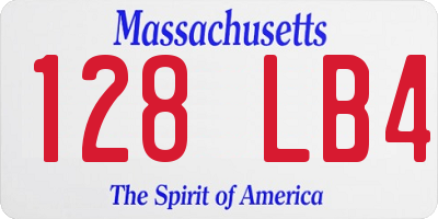 MA license plate 128LB4