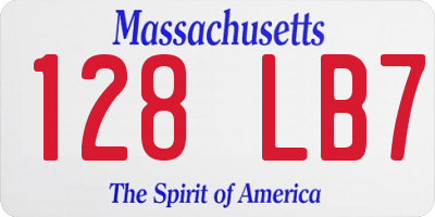MA license plate 128LB7