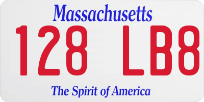 MA license plate 128LB8
