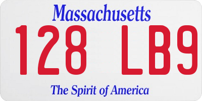MA license plate 128LB9