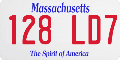 MA license plate 128LD7