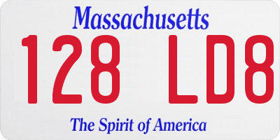 MA license plate 128LD8