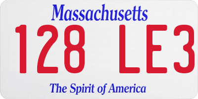MA license plate 128LE3