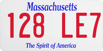 MA license plate 128LE7