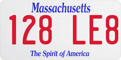 MA license plate 128LE8