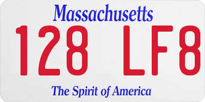 MA license plate 128LF8