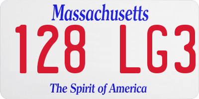 MA license plate 128LG3