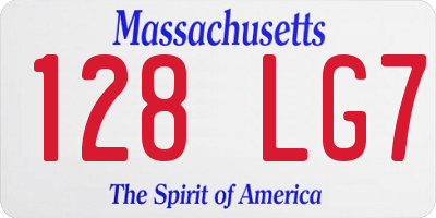 MA license plate 128LG7