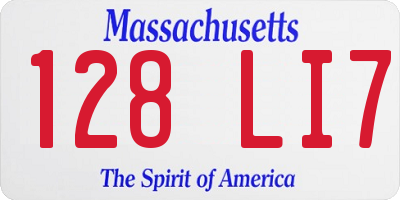 MA license plate 128LI7