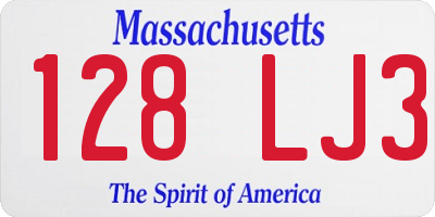 MA license plate 128LJ3