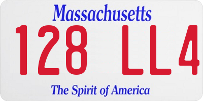 MA license plate 128LL4