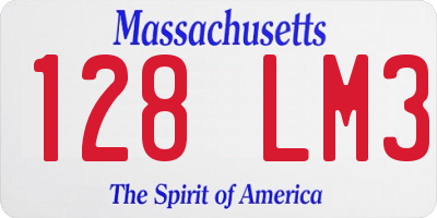MA license plate 128LM3