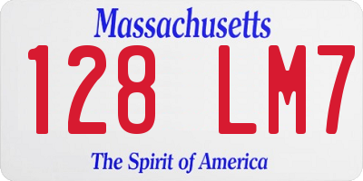 MA license plate 128LM7