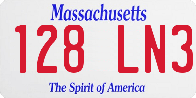MA license plate 128LN3