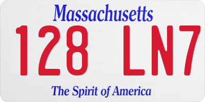 MA license plate 128LN7