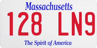 MA license plate 128LN9