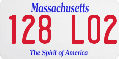 MA license plate 128LO2