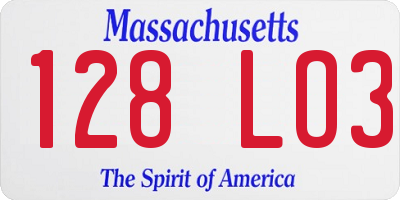 MA license plate 128LO3