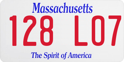 MA license plate 128LO7