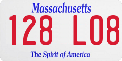 MA license plate 128LO8