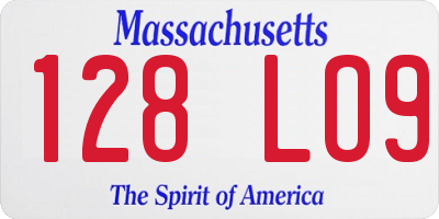 MA license plate 128LO9
